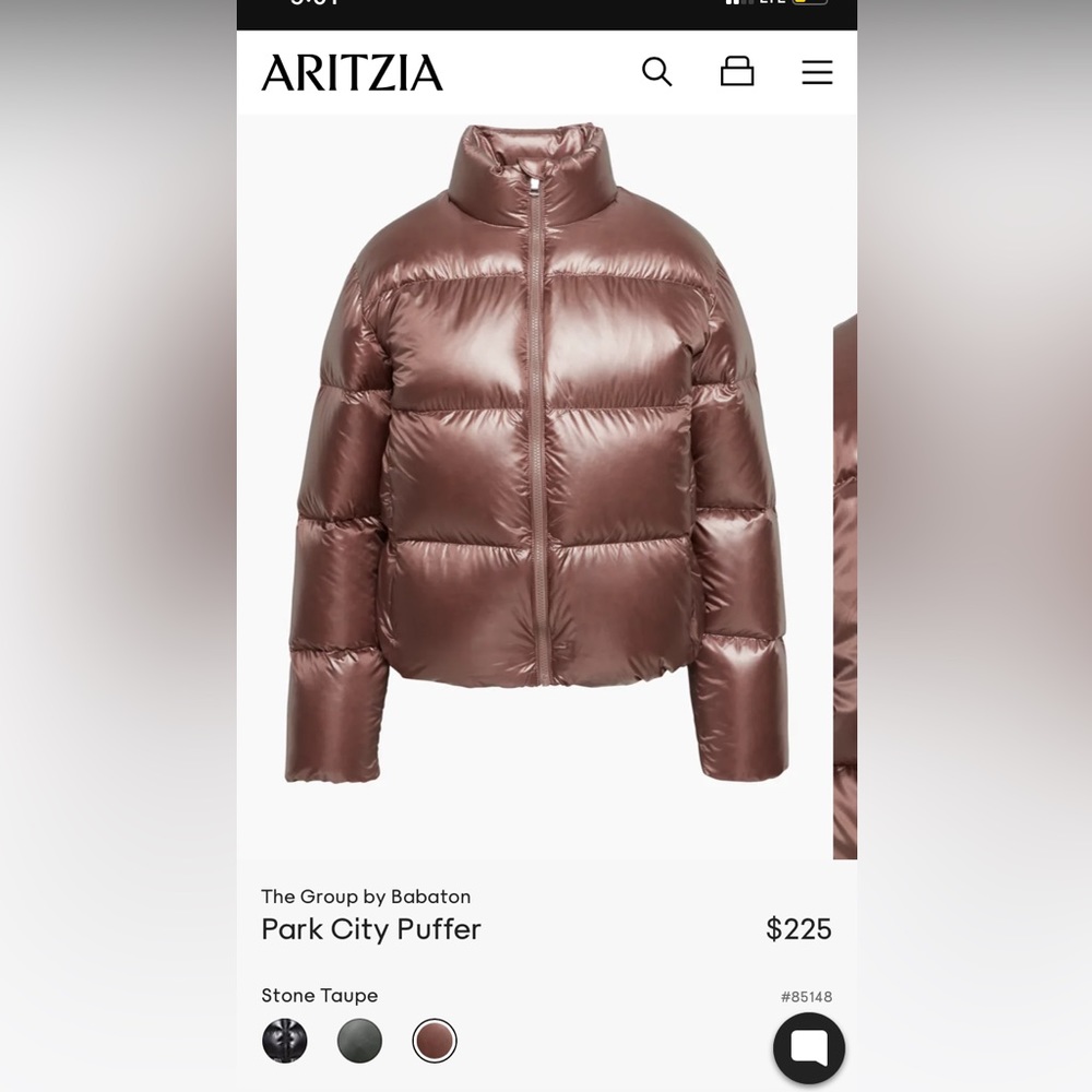 SOLD NEW with tag Aritzia puffer jacket